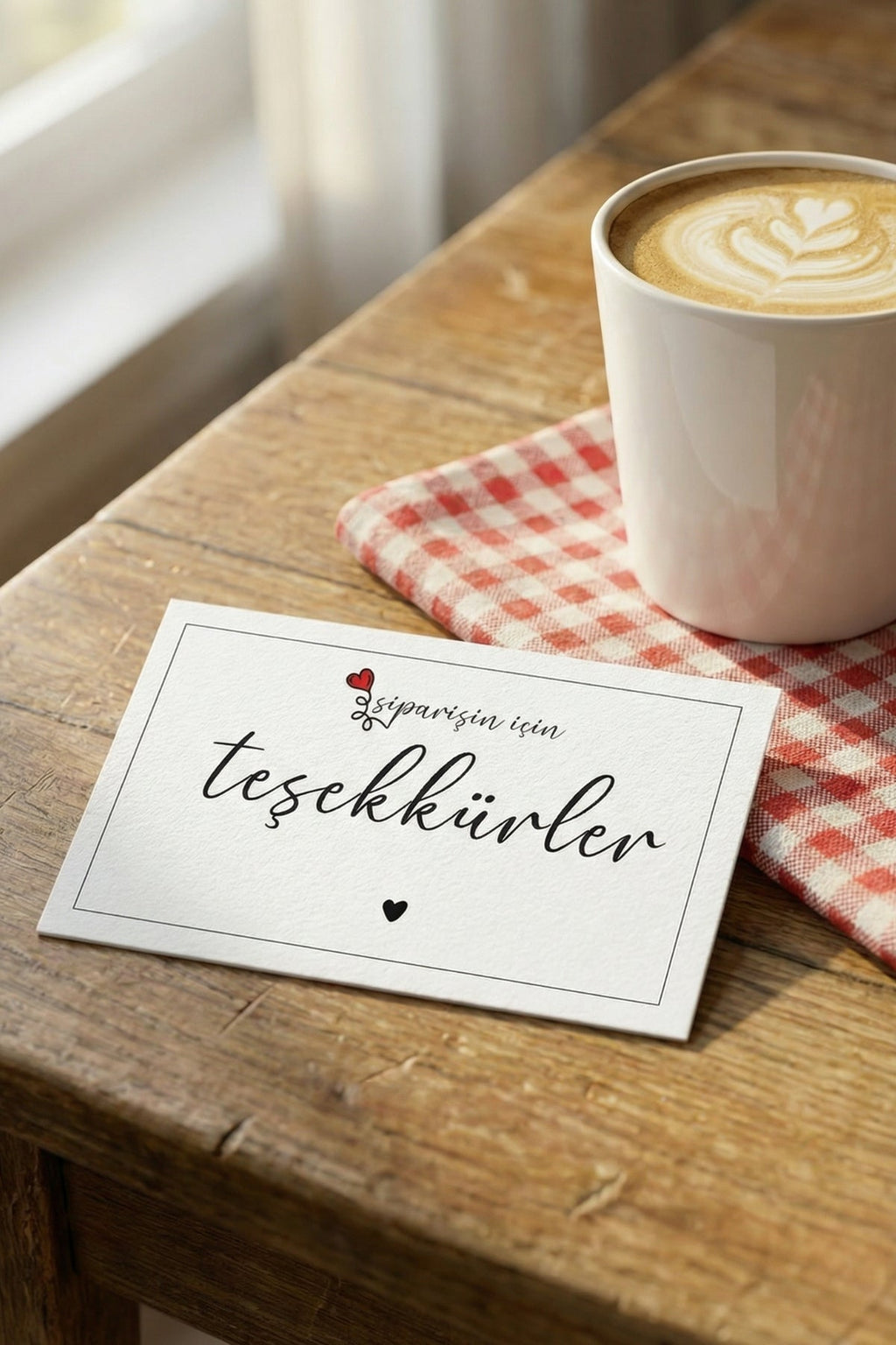 Rekbon Siparişin İçin Teşekkürler - Notlu Sade Şık Teşekkür Kartı