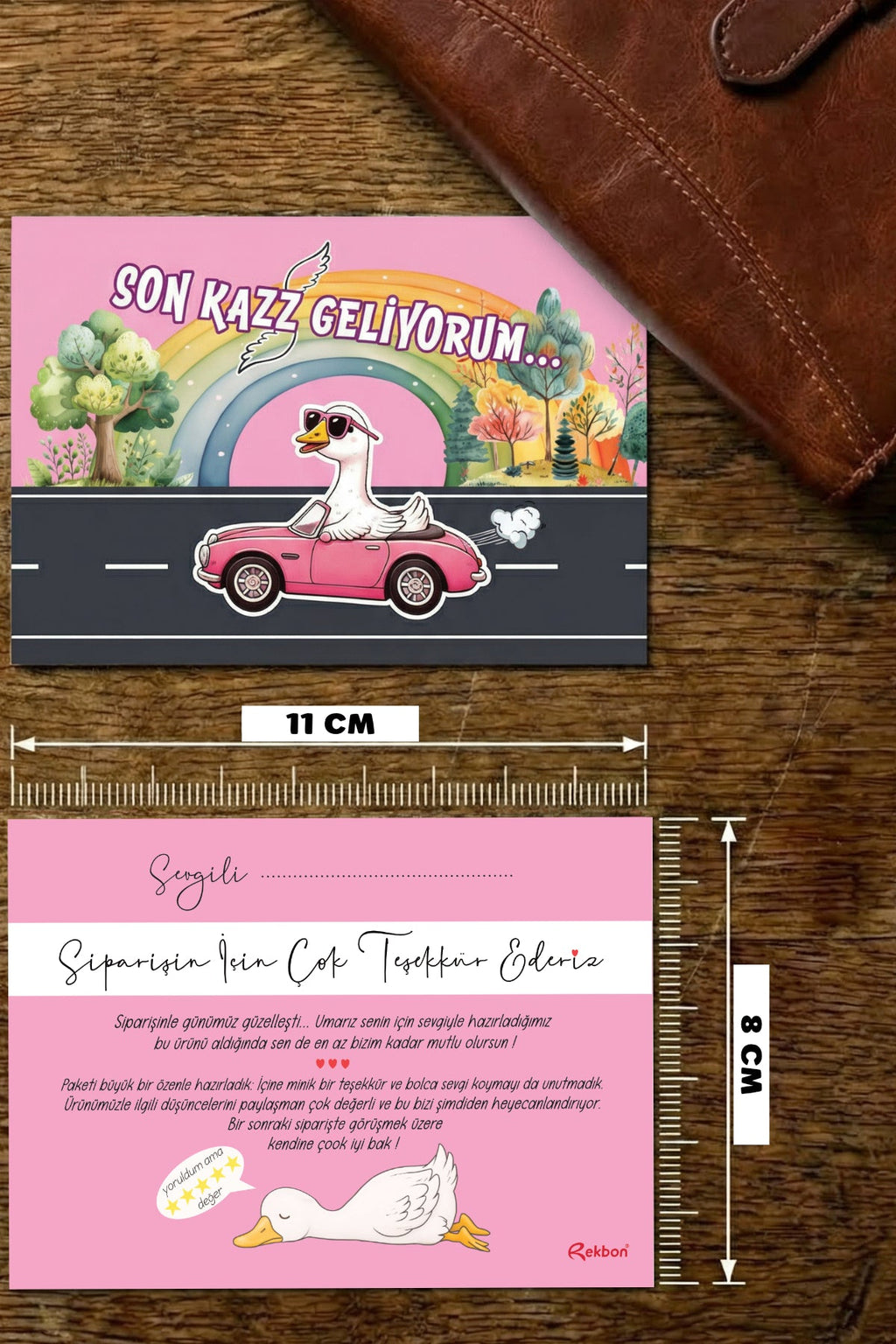 Rekbon Son Kaz Teşekkür Kartı - Kişiselleştirilebilir Kendinden Mesajlı Teşekkür Kartı