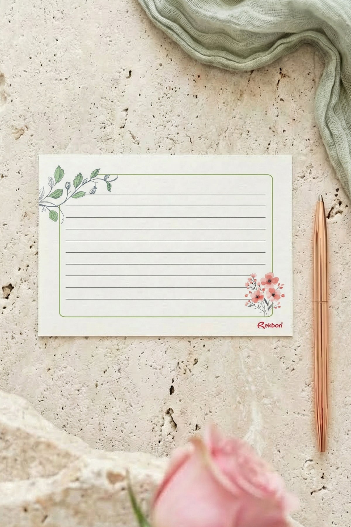 Rekbon Çiçek Temalı Notlu Teşekkür Kartı - E-ticaret Teşekkür Kartı