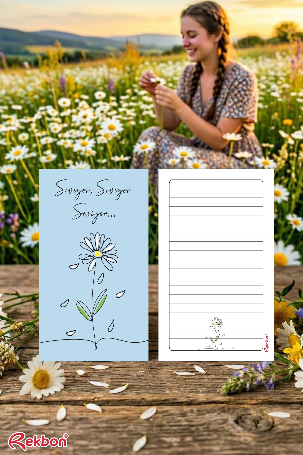 Rekbon Papatya Tasarımlı Notlu Hediye Kartı – Zarif ve Doğal Dokunuş