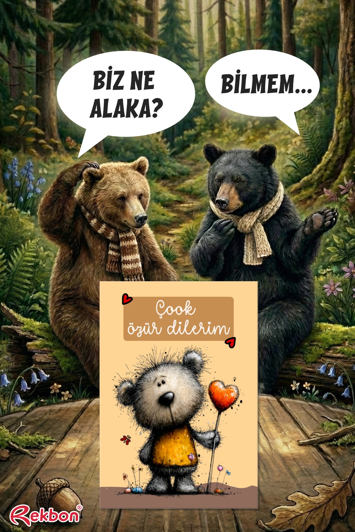 Rekbon Özür Dilerim Notlu Hediye Kartı – Duygularınızı İçtenlikle İfade Edin