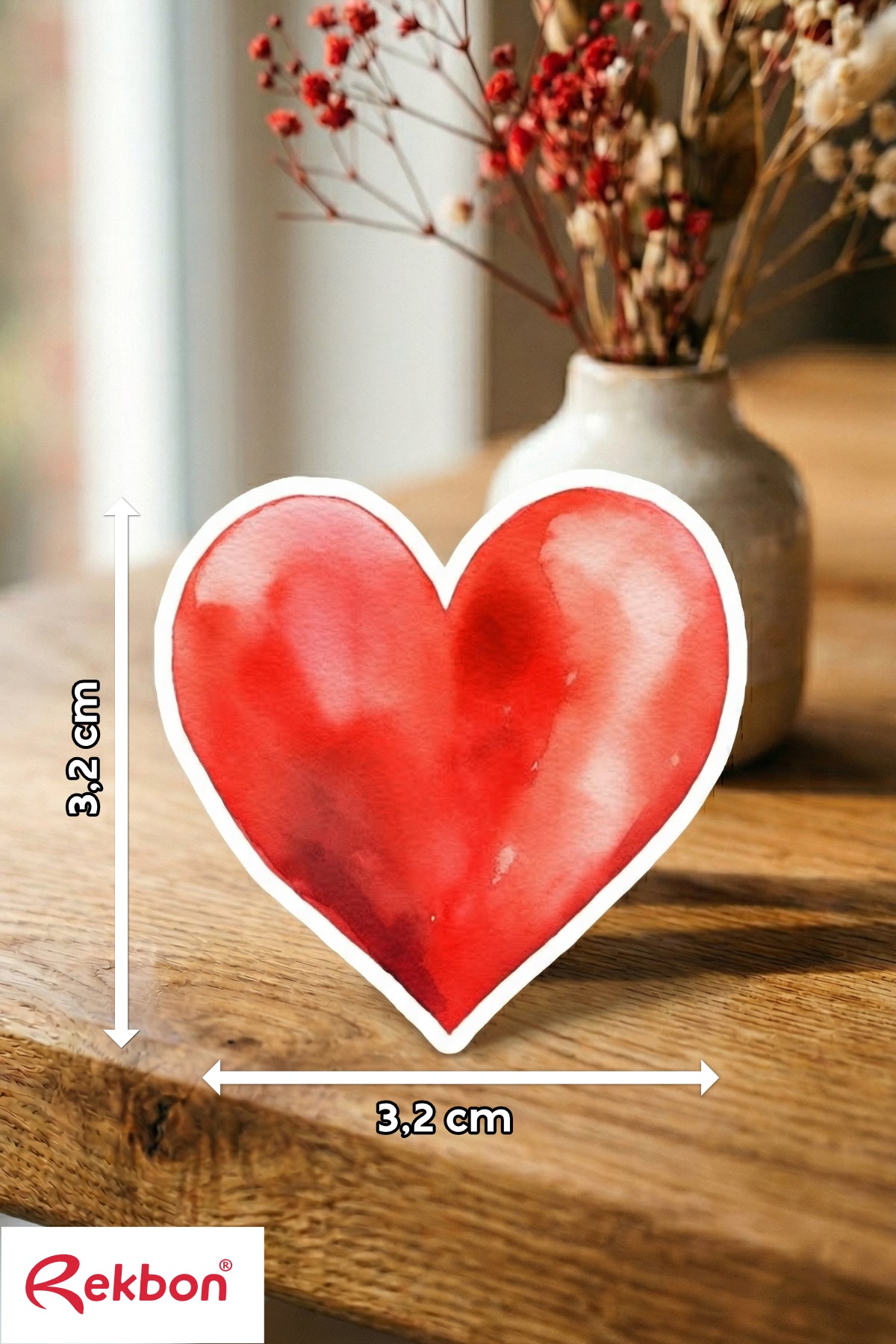 Rekbon Kalp Şekilli Yapışkan Sticker Etiket Hediye Paketleme