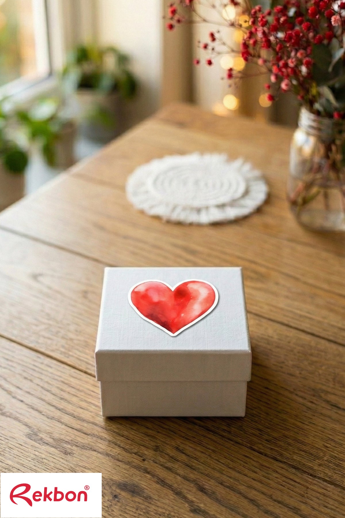 Rekbon Kalp Şekilli Yapışkan Sticker Etiket Hediye Paketleme