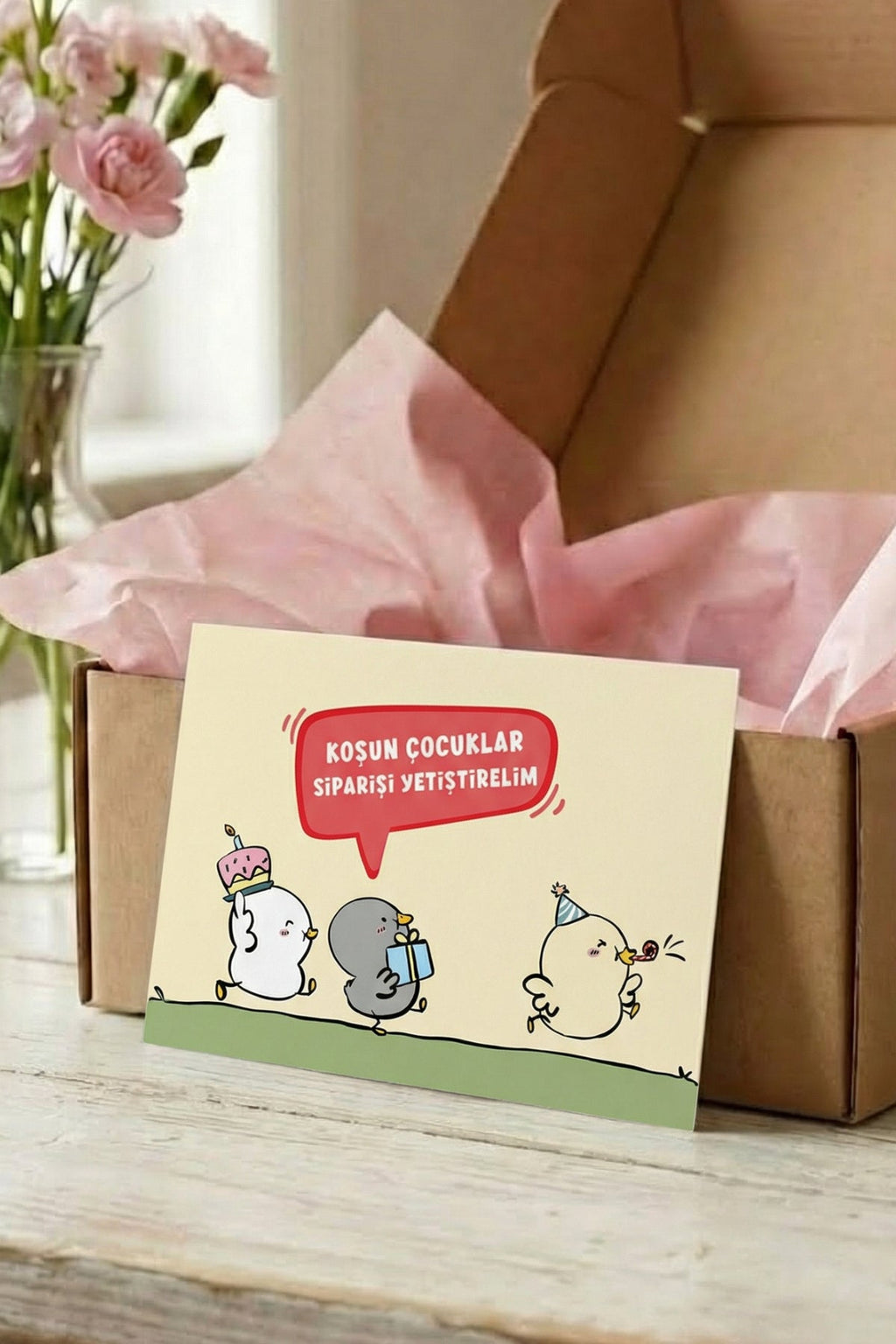 Rekbon Koşun Çocuklar Gülümseten Teşekkür Kartı - Notlu Teşekkür Kartı