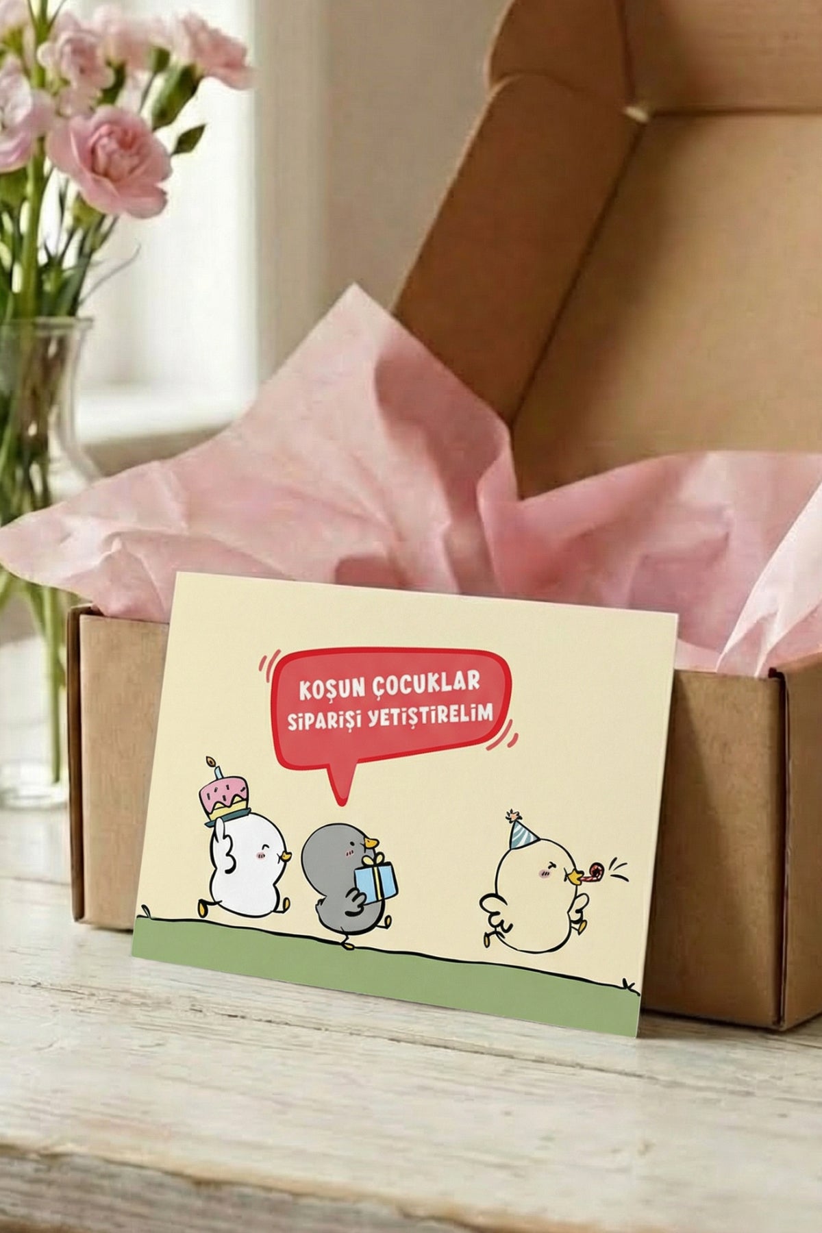 Rekbon Koşun Çocuklar Gülümseten Teşekkür Kartı - Notlu Teşekkür Kartı