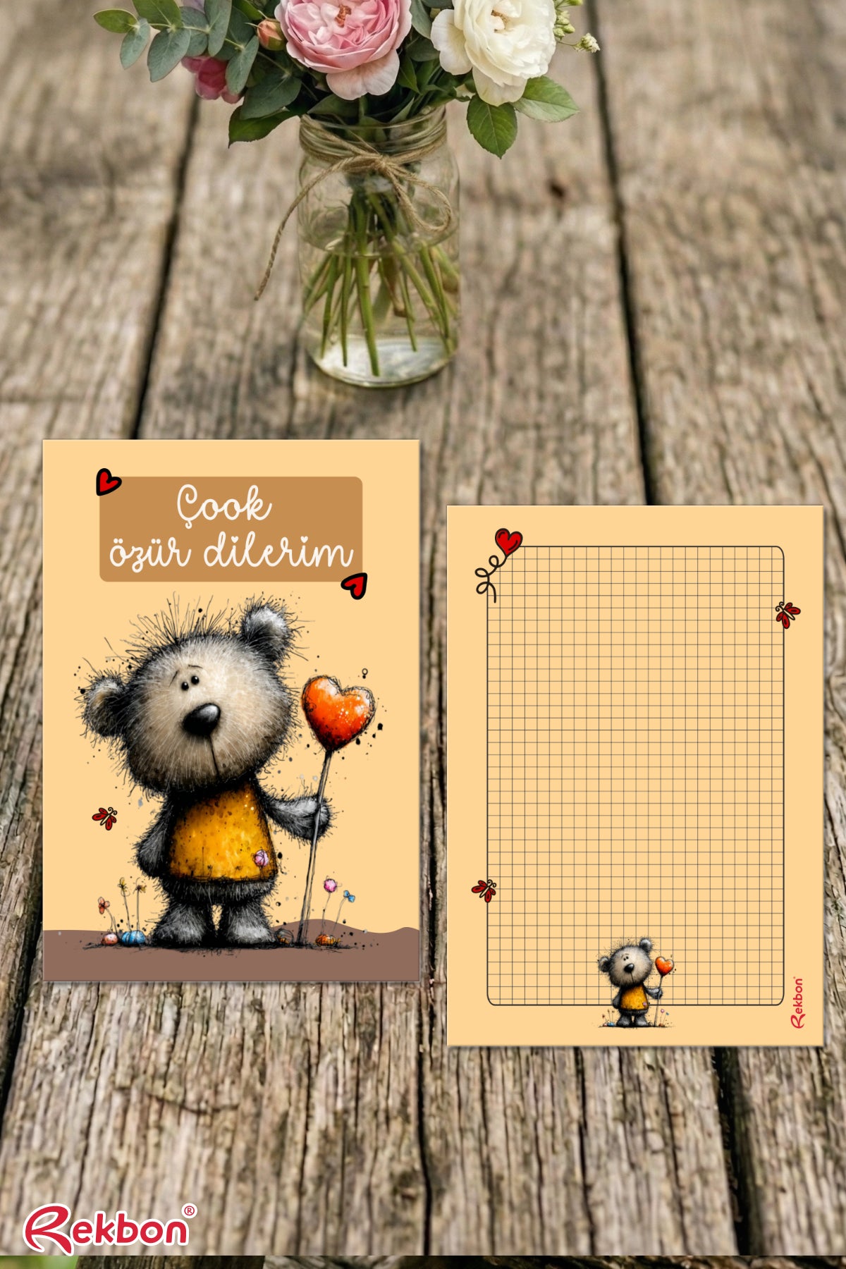Rekbon Özür Dilerim Notlu Hediye Kartı – Duygularınızı İçtenlikle İfade Edin