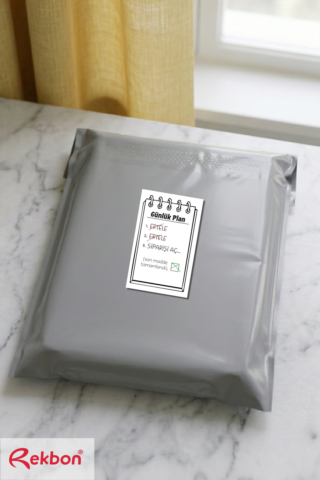 Rekbon Günlük Plan Tasarımlı Esprili Sipariş - Kargo Paketleme Etiketi