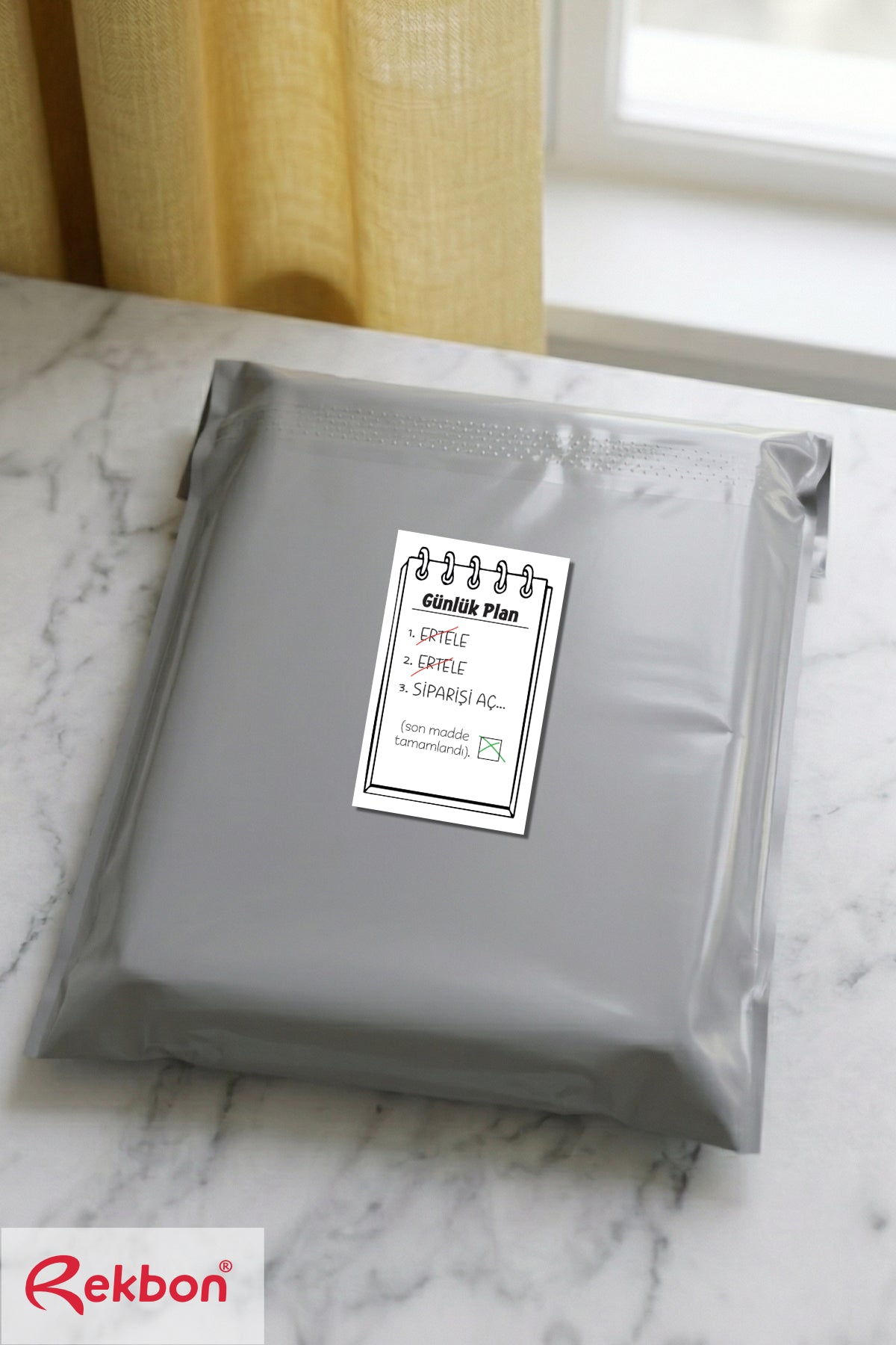 Rekbon Günlük Plan Tasarımlı Esprili Sipariş - Kargo Paketleme Etiketi