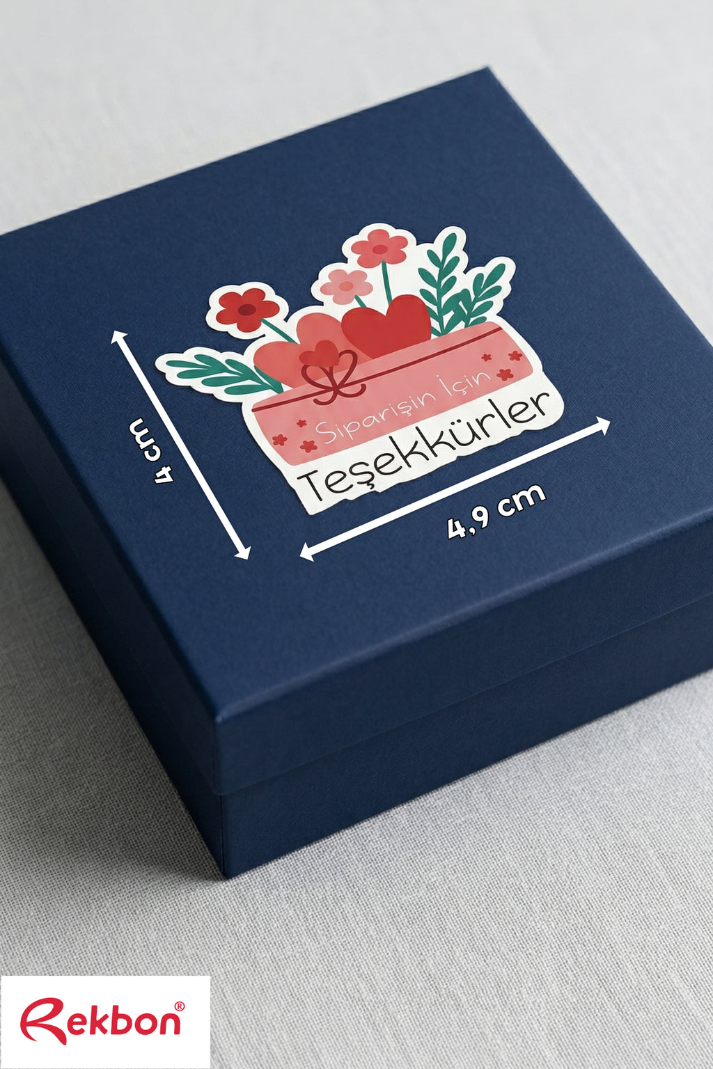 Rekbon Çiçek Temalı Teşekkür Paketleme Etiketi